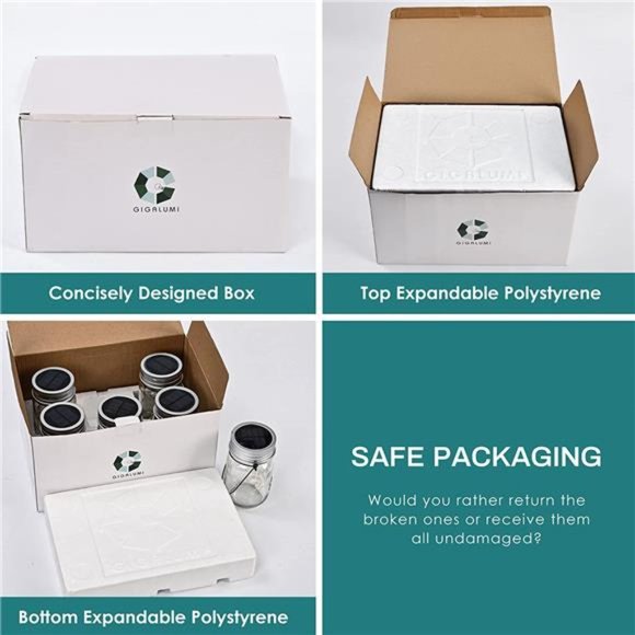 Hanging Solar Mason Jar Lights, 6 Pack 30 Led String Fairy Lights Hanging Solar - Picture 7 of 7